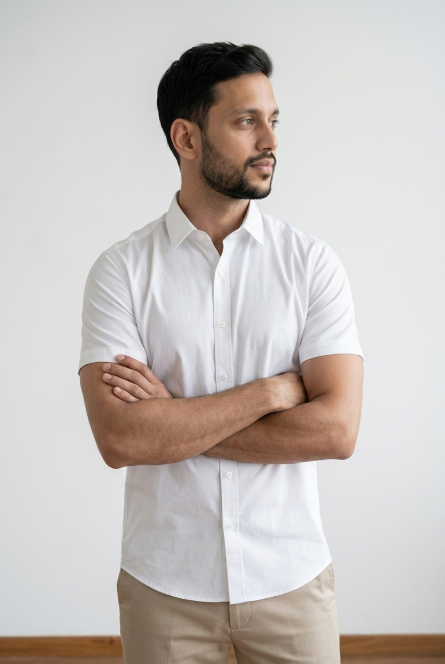 Jos. A Bank Traveler Tailored Fit Short Sleeve Performance Button-Up Shirt White